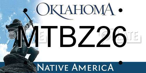 MTBZ26 Oklahoma License Plate