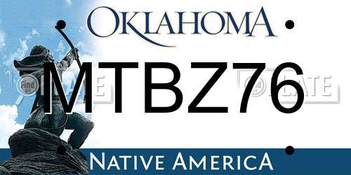 MTBZ76 Oklahoma License Plate