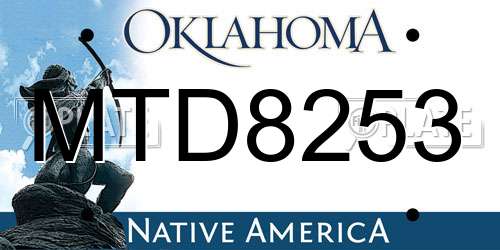 MTD8253 Oklahoma License Plate