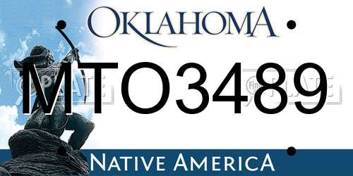 MTO3489 Oklahoma License Plate