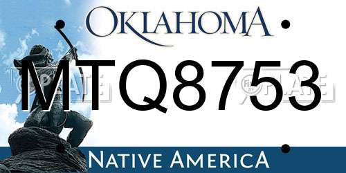 MTQ8753 Oklahoma License Plate