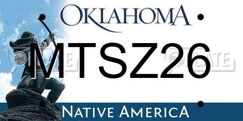 MTSZ26 Oklahoma License Plate