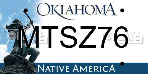 MTSZ76 Oklahoma License Plate