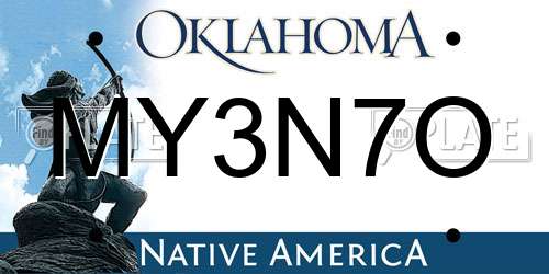 MY3N7O Oklahoma License Plate