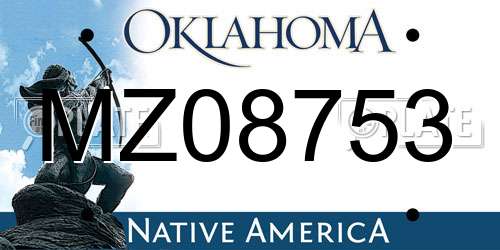 MZ08753 Oklahoma License Plate