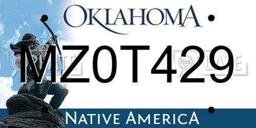 MZ0T429 Oklahoma License Plate