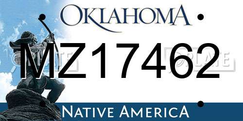 MZ17462 Oklahoma License Plate