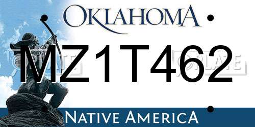 MZ1T462 Oklahoma License Plate