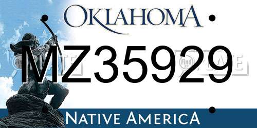 MZ35929 Oklahoma License Plate