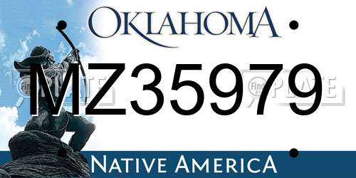 MZ35979 Oklahoma License Plate