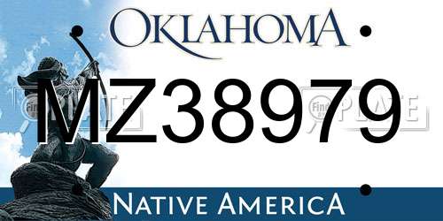 MZ38979 Oklahoma License Plate