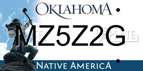 MZ5Z2G Oklahoma License Plate