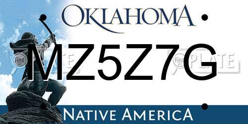 MZ5Z7G Oklahoma License Plate