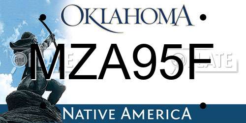 MZA95F Oklahoma License Plate