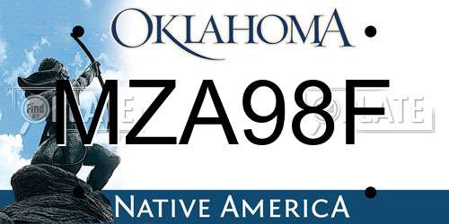 MZA98F Oklahoma License Plate