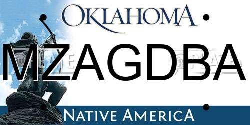 MZAGDBA Oklahoma License Plate