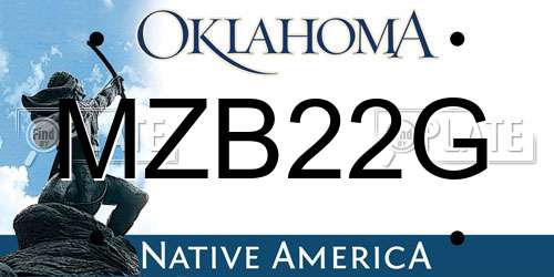 MZB22G Oklahoma License Plate