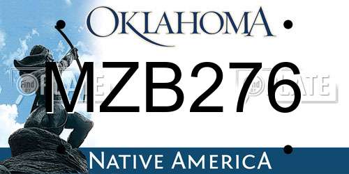MZB276 Oklahoma License Plate
