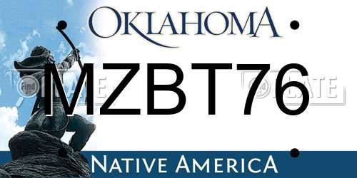 MZBT76 Oklahoma License Plate