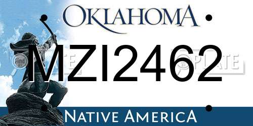 MZI2462 Oklahoma License Plate