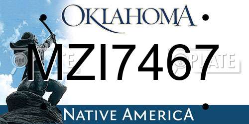 MZI7467 Oklahoma License Plate