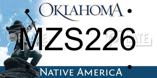 MZS226 Oklahoma License Plate