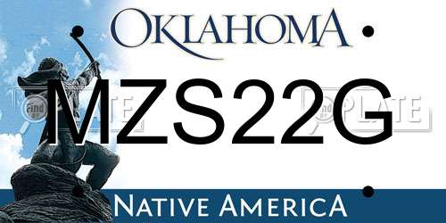 MZS22G Oklahoma License Plate