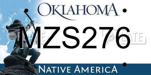 MZS276 Oklahoma License Plate