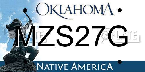 MZS27G Oklahoma License Plate