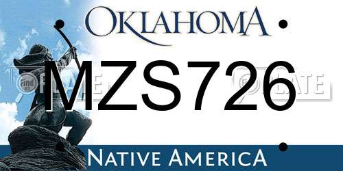 MZS726 Oklahoma License Plate