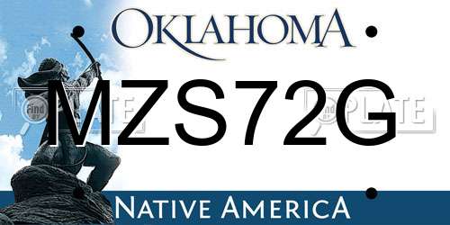 MZS72G Oklahoma License Plate