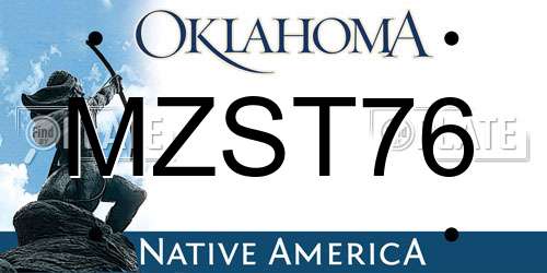 MZST76 Oklahoma License Plate