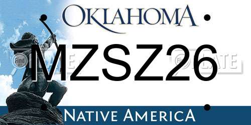 MZSZ26 Oklahoma License Plate