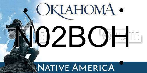 N02BOH Oklahoma License Plate