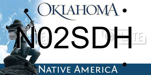 N02SDH Oklahoma License Plate