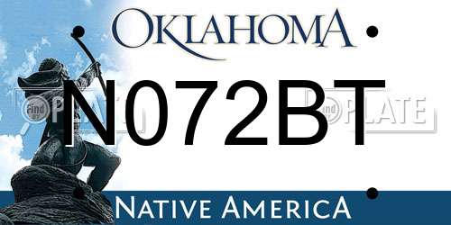 N072BT Oklahoma License Plate
