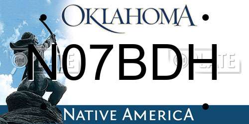 N07BDH Oklahoma License Plate