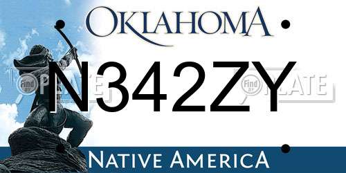 N342ZY Oklahoma License Plate