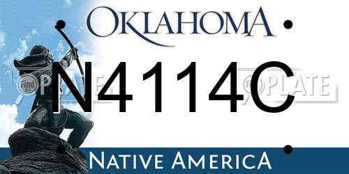 N4114C Oklahoma License Plate