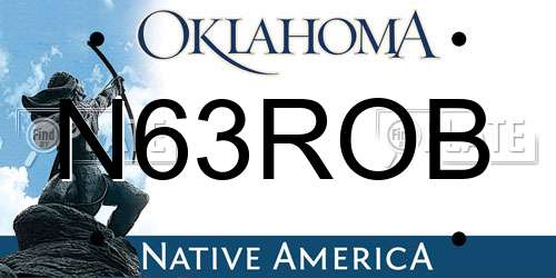 N63ROB Oklahoma License Plate
