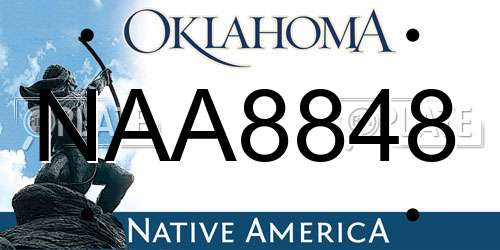 NAA8848 Oklahoma License Plate