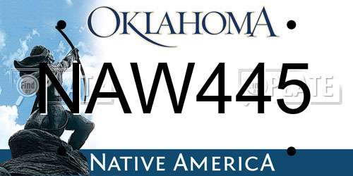 NAW445 Oklahoma License Plate