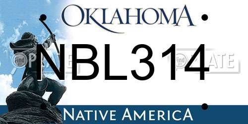 NBL314 Oklahoma License Plate