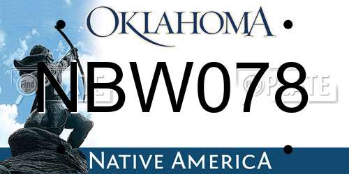 NBW078 Oklahoma License Plate
