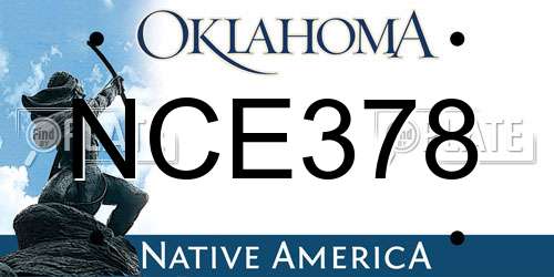 NCE378 Oklahoma License Plate