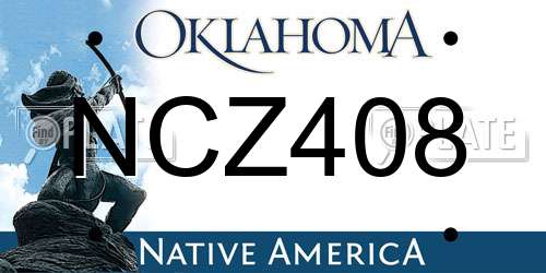 NCZ408 Oklahoma License Plate