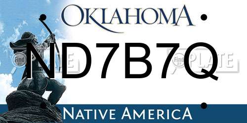 ND7B7Q Oklahoma License Plate