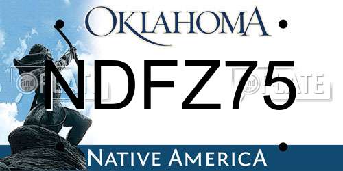 NDFZ75 Oklahoma License Plate