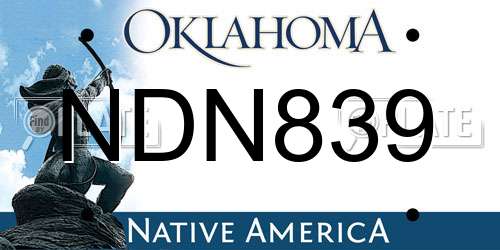 NDN839 Oklahoma License Plate