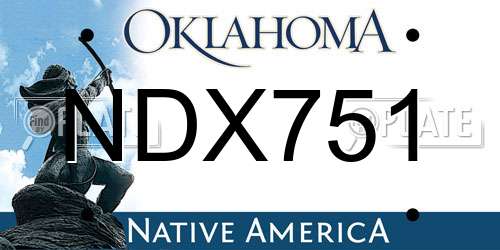 NDX751 Oklahoma License Plate